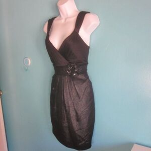 BCBG Maxazria Womens Size 6 Black Deep V Cocktail Party Evening Event Dress